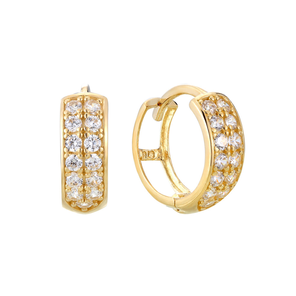 9ct Solid Gold Pave Cage CZ Hoop Earrings