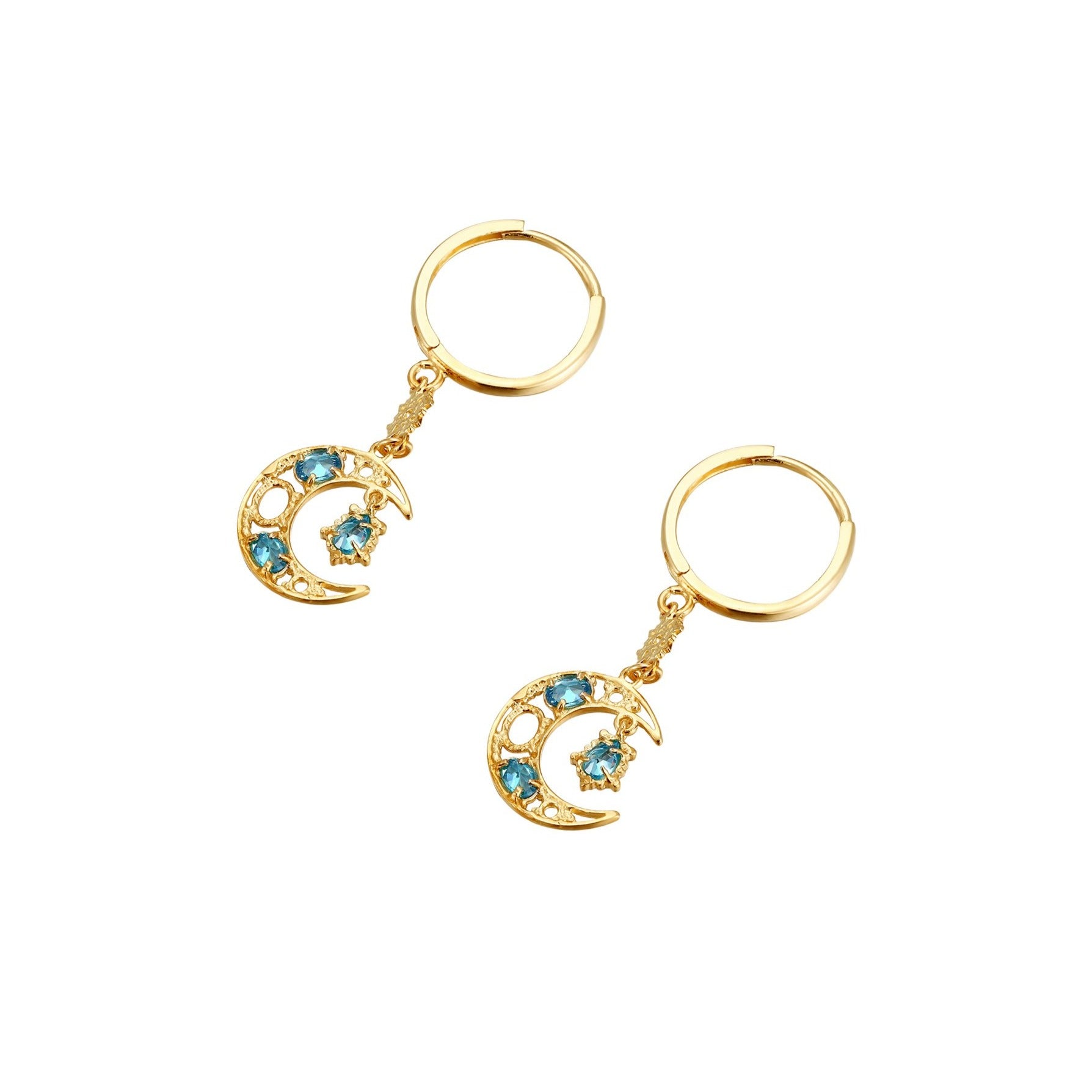 9ct Solid Gold Cubic Zirconia Hoop Earrings - seol-gold