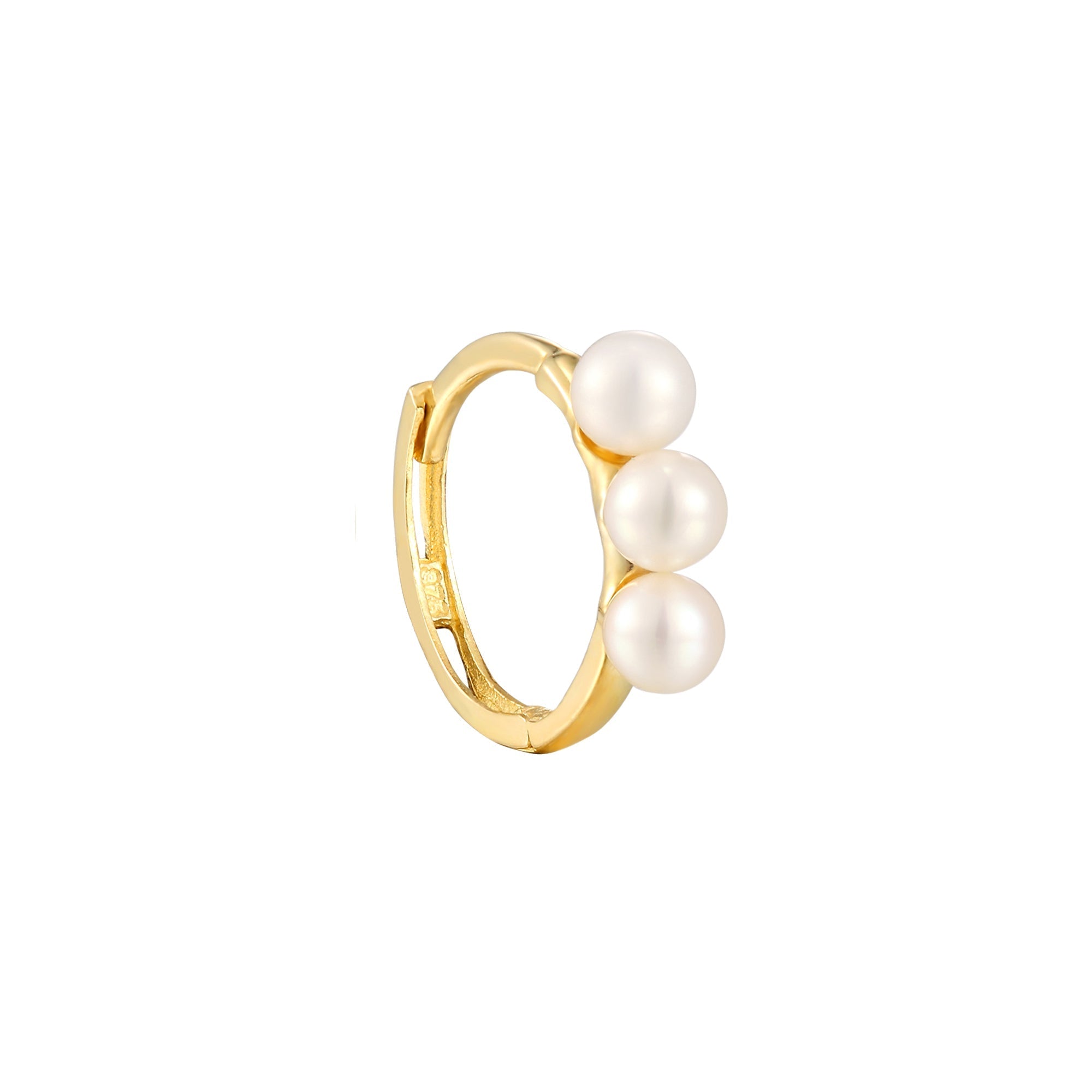 9ct Solid Gold Pearl hoops - Main Image