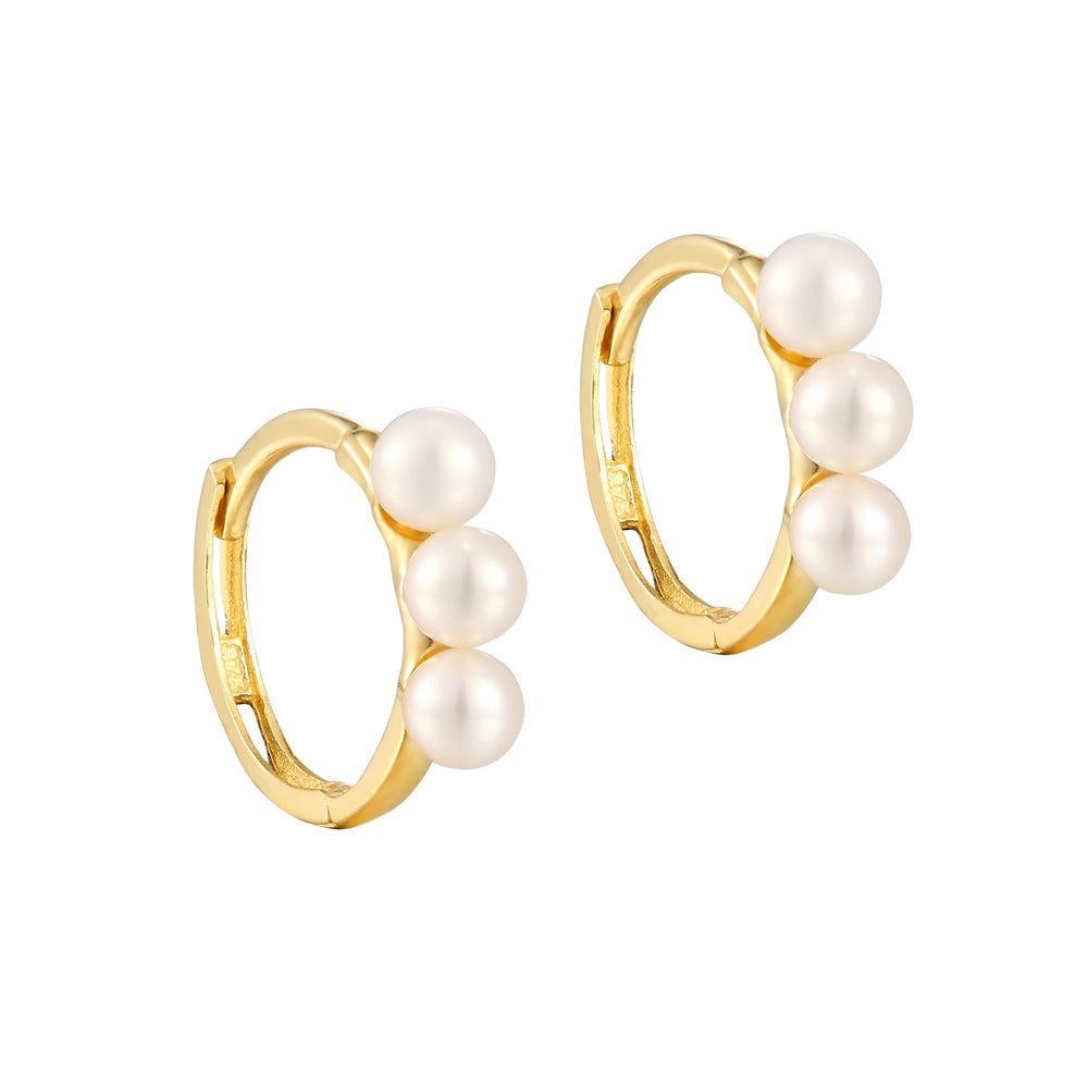 9ct gold - pearl hoop earrings - seolgold