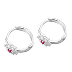 silver ruby hoop earring - seolgold