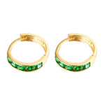 Seol gold - Tiny cage emerald cz hoop