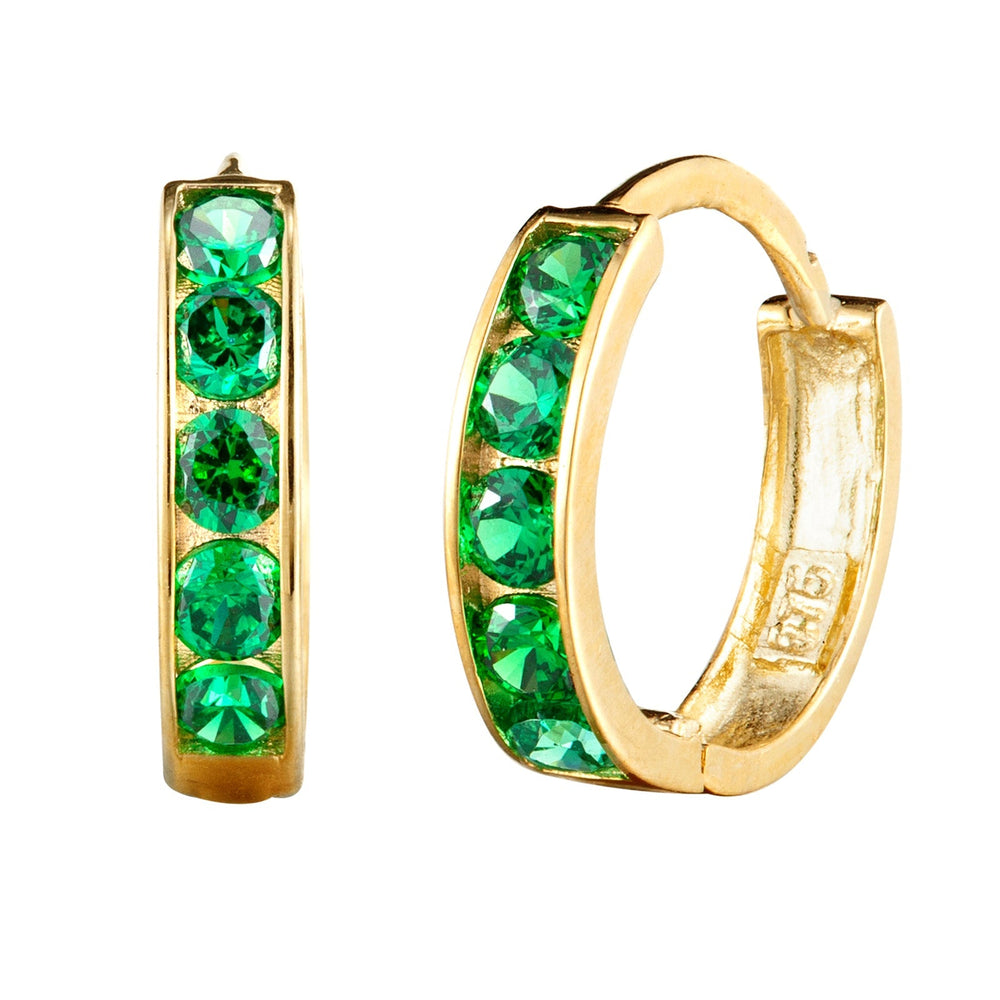 Seol gold - Tiny cage emerald cz hoop