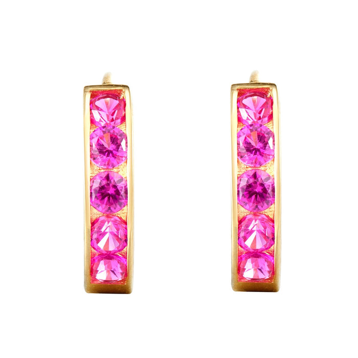 Seol gold - Tiny cage ruby cz huggies