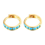 Seol gold - Tiny cage turquoise cz huggies