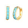Gold hoop earrings with turquoise stones on a white background - Seolgold