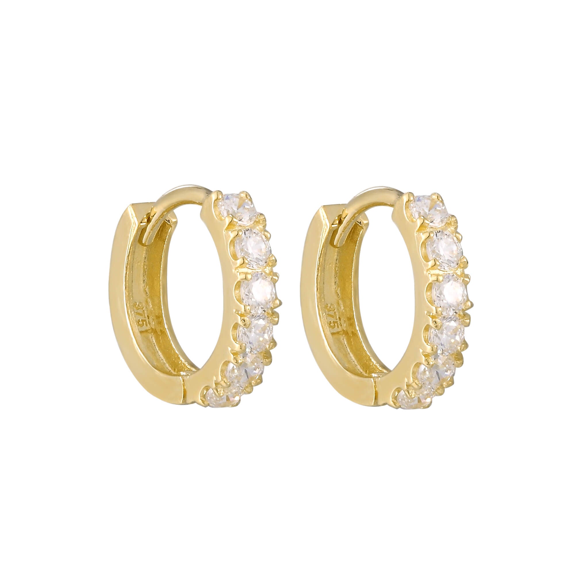 9ct Solid Gold cubic zirconia hoops - seol-gold