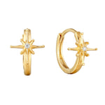 18ct Gold Vermeil North Star CZ Hoop Earrings