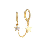 18ct Gold Vermeil Star Charm Chain Hoops
