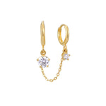 9ct Solid Gold CZ Charm Chain Hoop - seol-gold