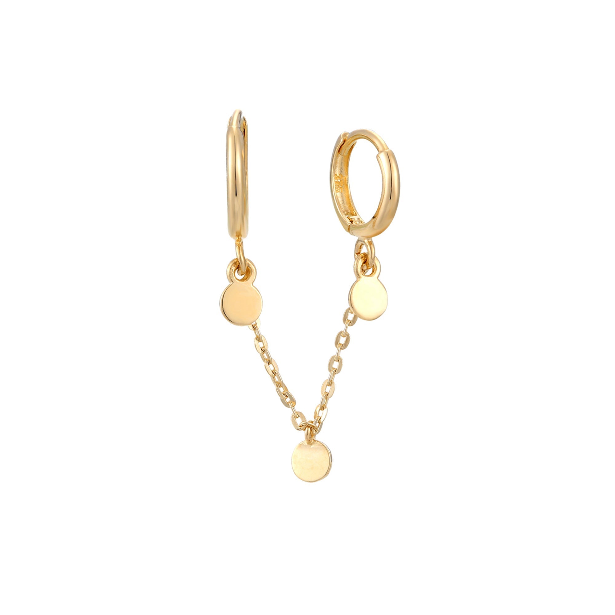 9ct Solid Gold Disc Charm Chain Hoop & Seol + Gold