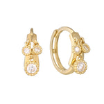 9ct Solid Gold CZ Scalloped Bezel Charm Hoops