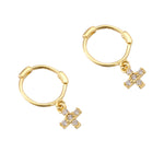 gold cross hoops - seolgold