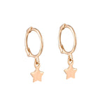 9ct Solid Rose Gold Tiny Star Charm Hoops