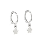 Sterling Silver Tiny Star Charm Hoops