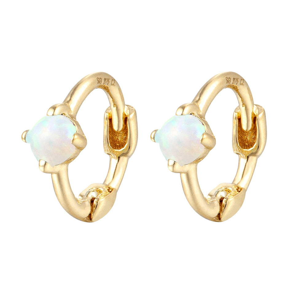 9ct Solid Gold Tiny Opal Huggies