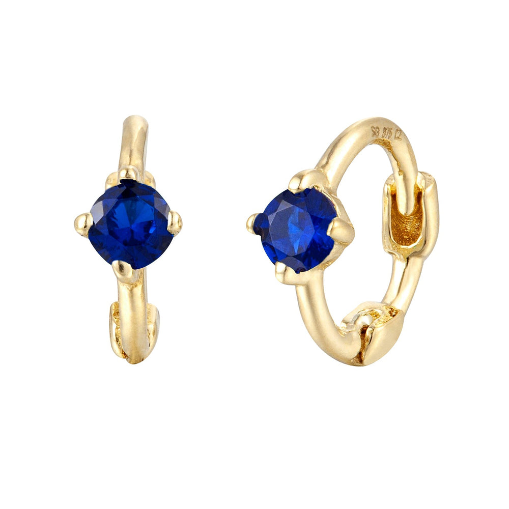 18ct Gold Vermeil Sapphire CZ Tiny Hoop Earrings