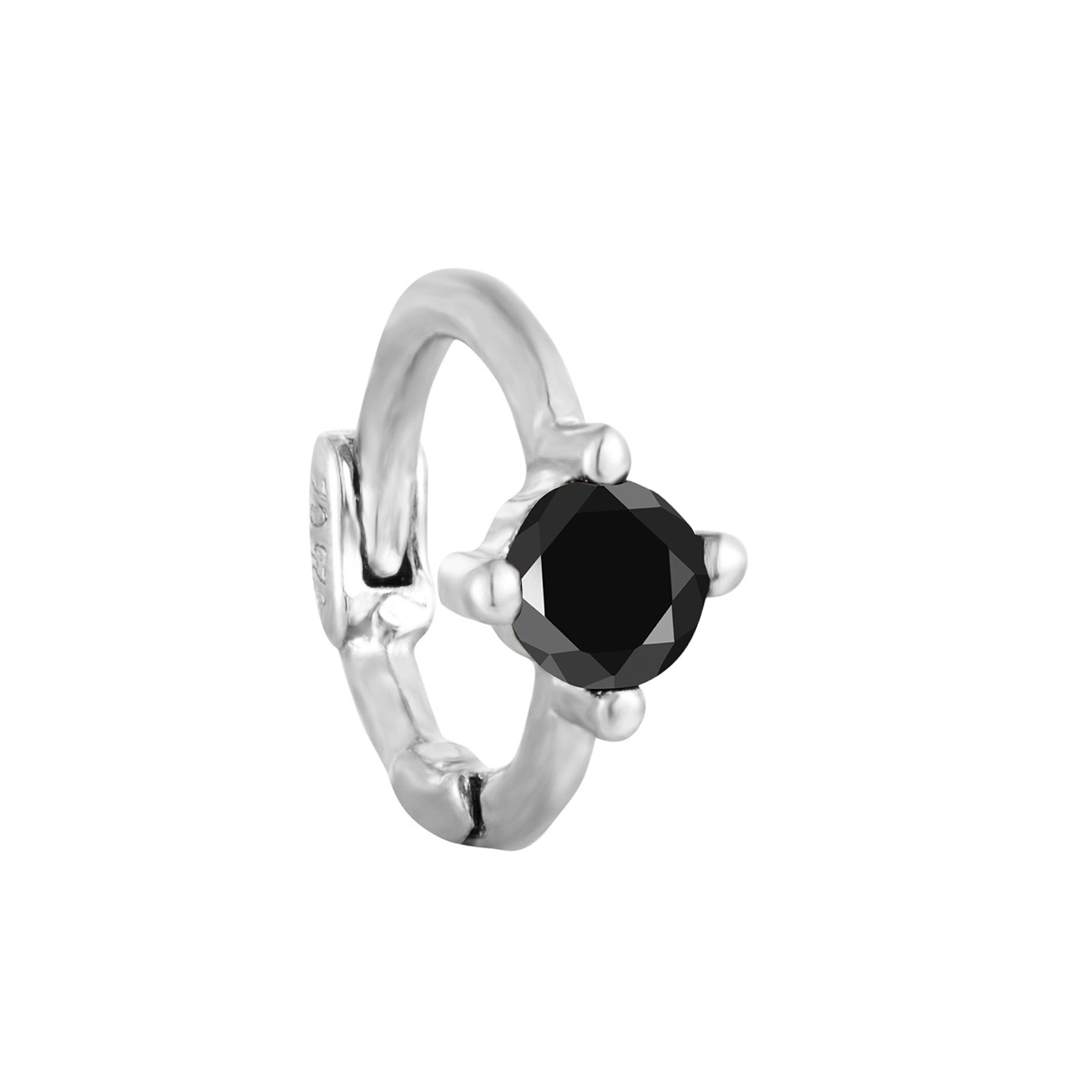 Silver - Black onyx hoops - seolgold