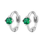 Sterling Silver Emerald CZ Tiny Hoop Earrings