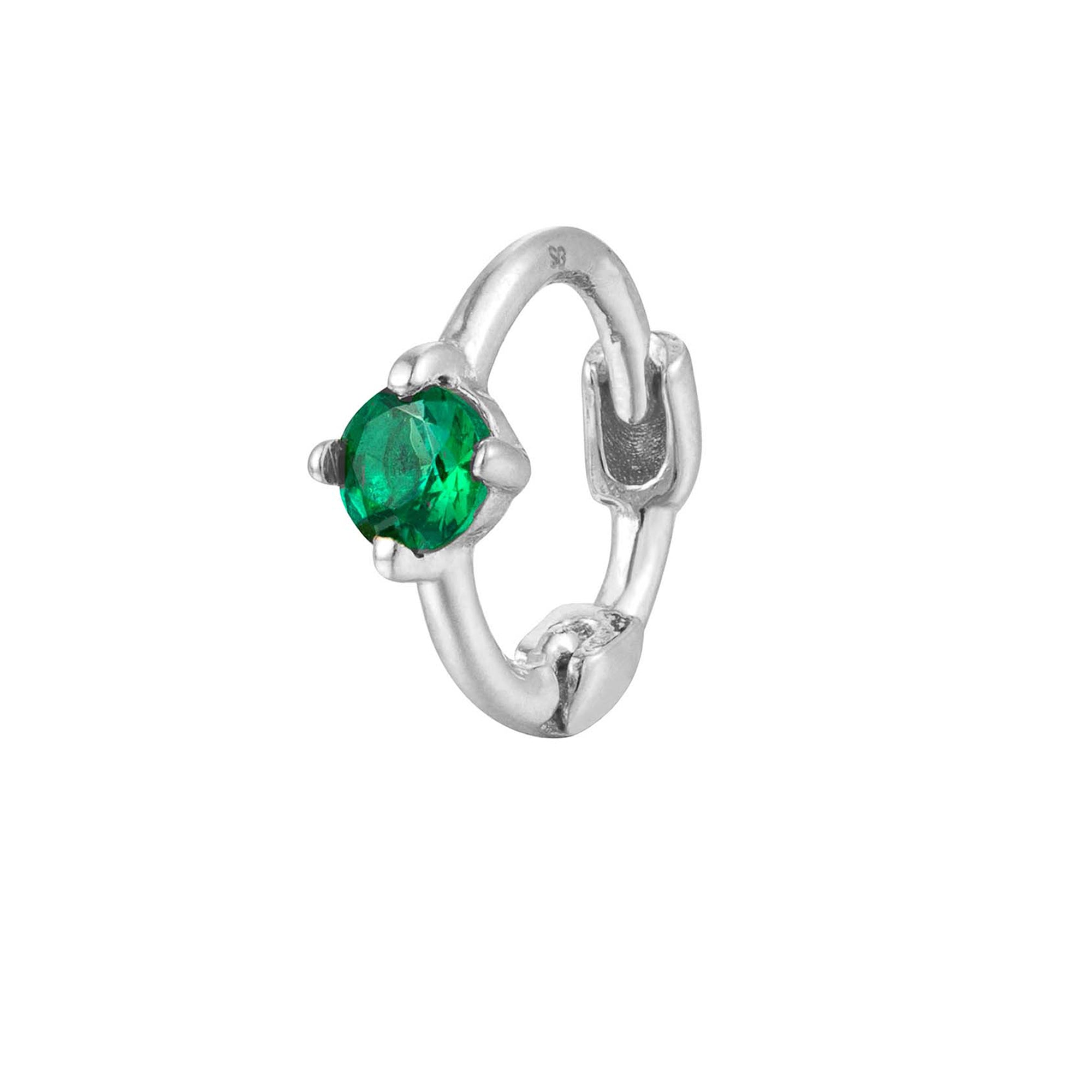 Emerald silver hoop - seolgold