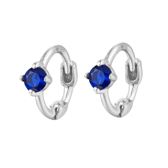 Silver Sapphire hoops - seolgold