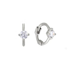 9ct Solid White Gold Tiny CZ Huggies
