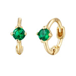 18ct Gold Vermeil Emerald CZ Tiny Hoop Earrings