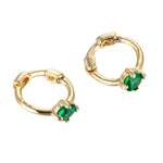 gold Emerald hoops - seolgold