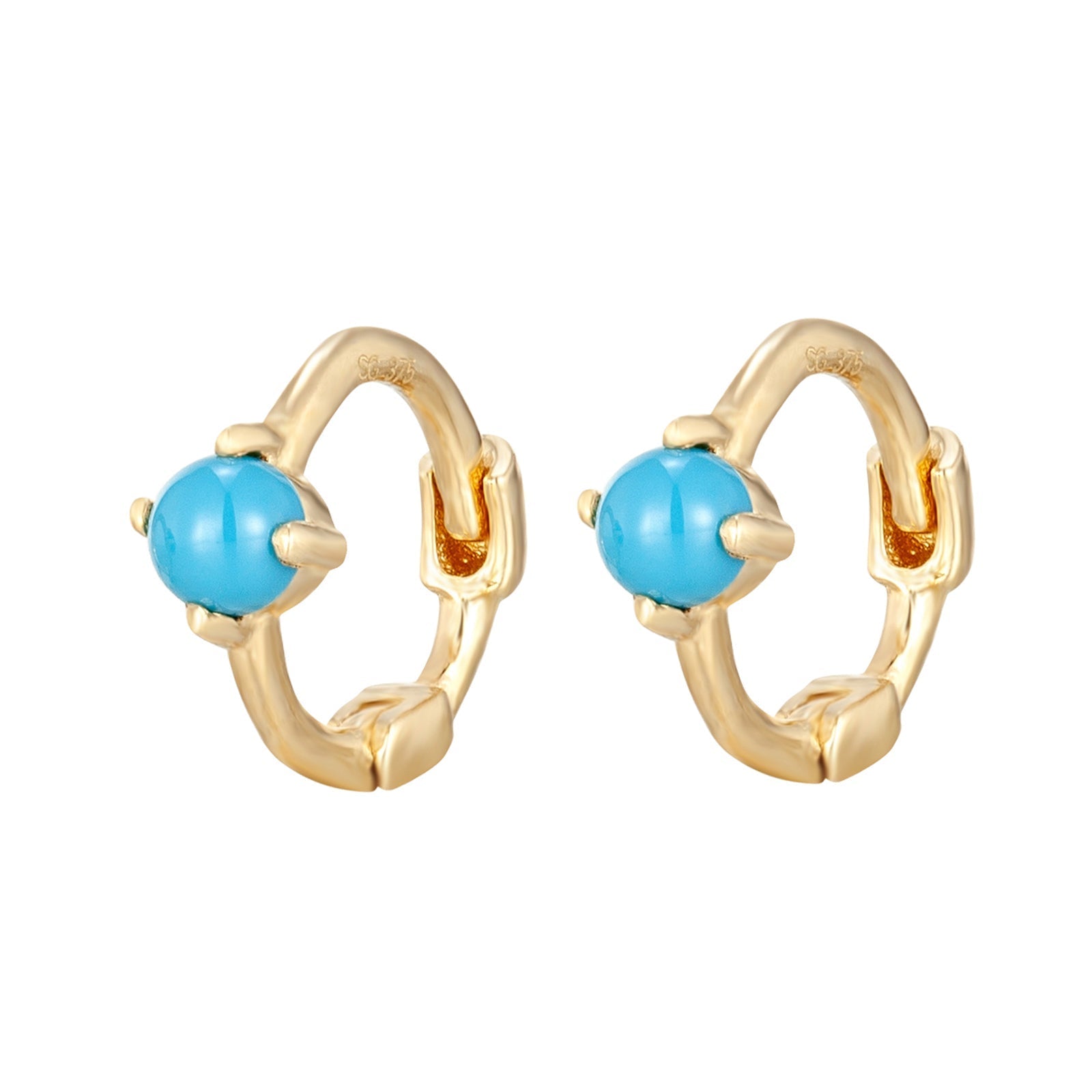 gold turquoise hoops - seolgold