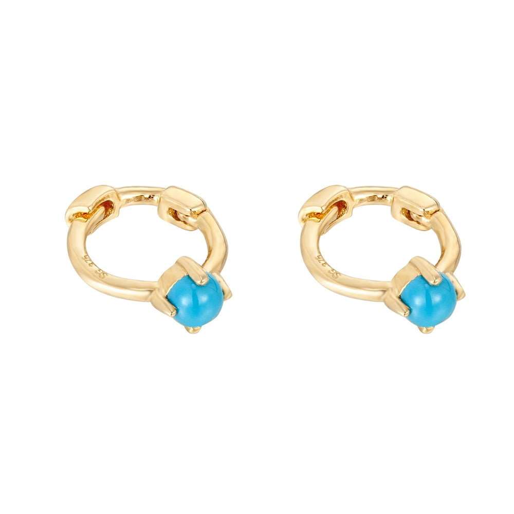 9ct gold turquoise hoops - seolgold