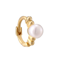 9ct Solid Gold pearl hoop - seolgold