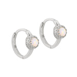 Sterling Silver Opal Hoop Earrings