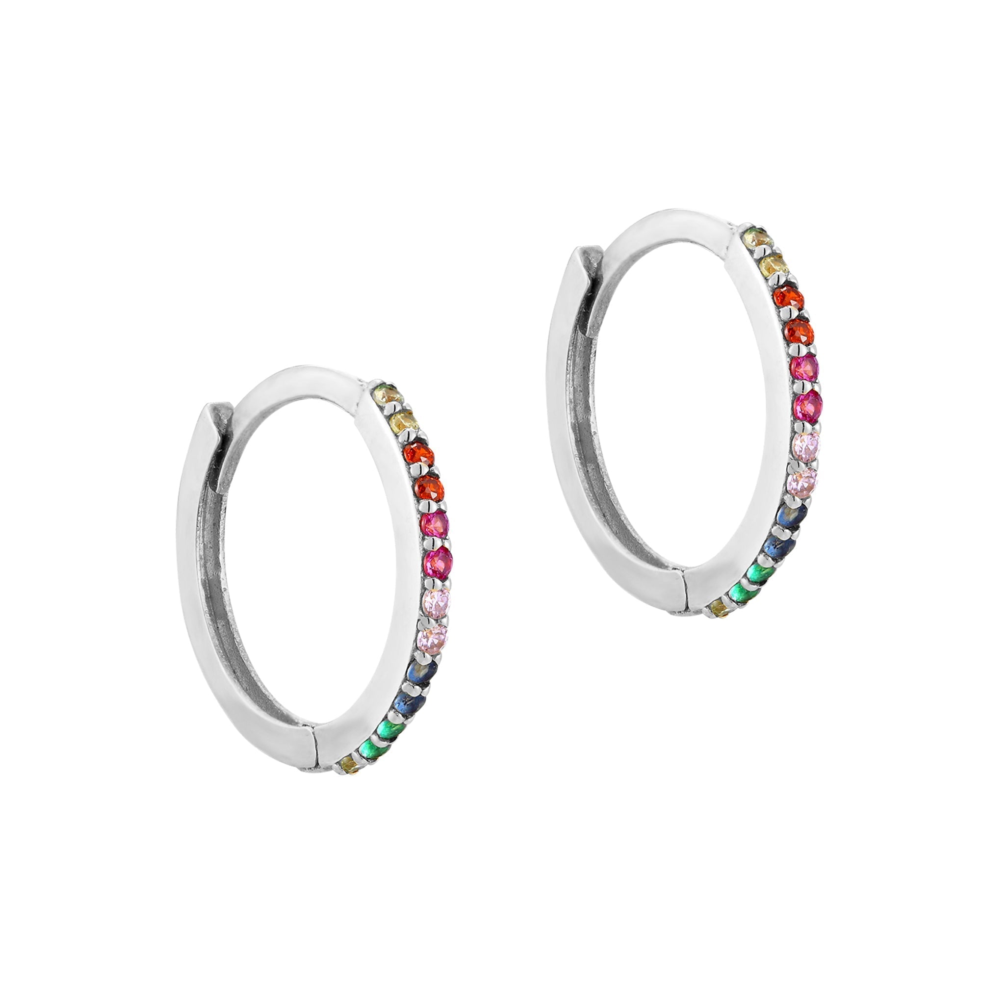 Rainbow CZ Hoop Earrings - seol-gold
