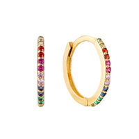 9ct Gold Rainbow CZ Hoop Earrings - seol-gold