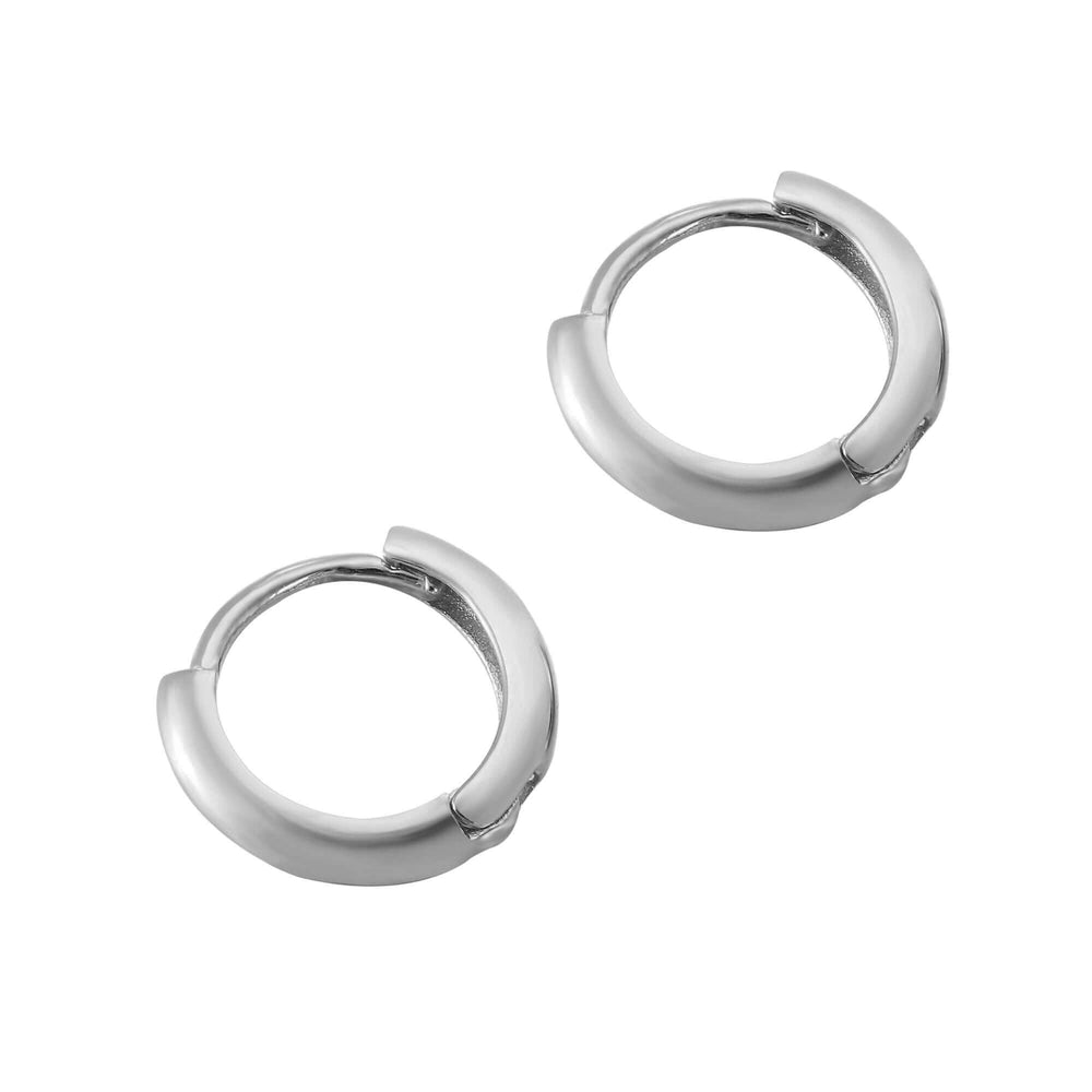 9ct Solid White Gold Plain Tiny Huggie Earrings