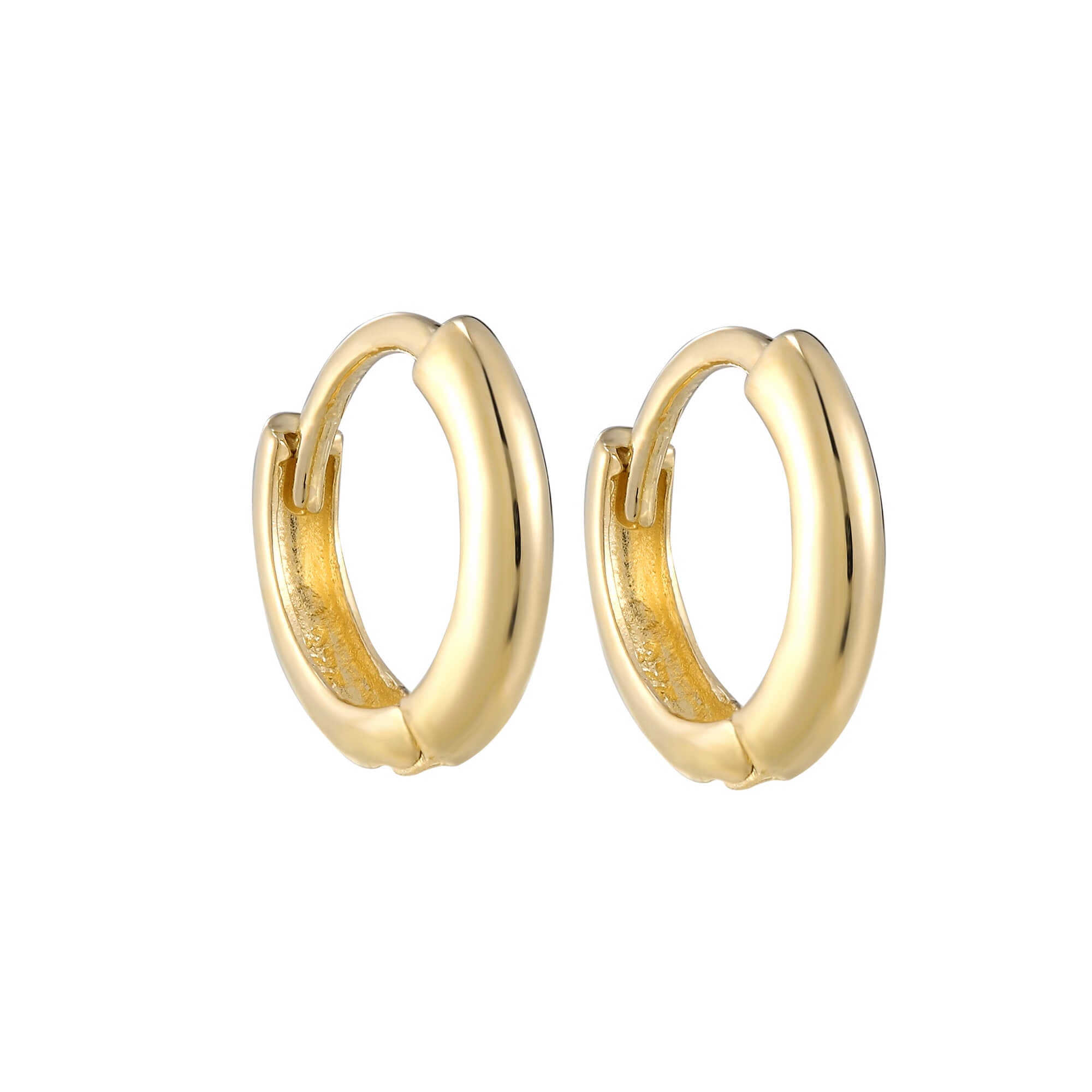 9ct Gold Tiny Plain Huggie Earrings - seol-gold