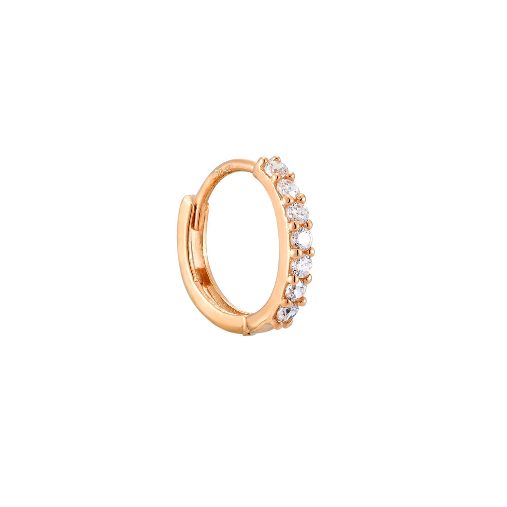9ct Solid Rose Gold CZ Hoops