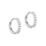 9ct Solid White Gold CZ Hoops