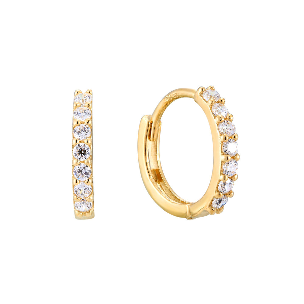 9ct Solid Gold CZ Hoops