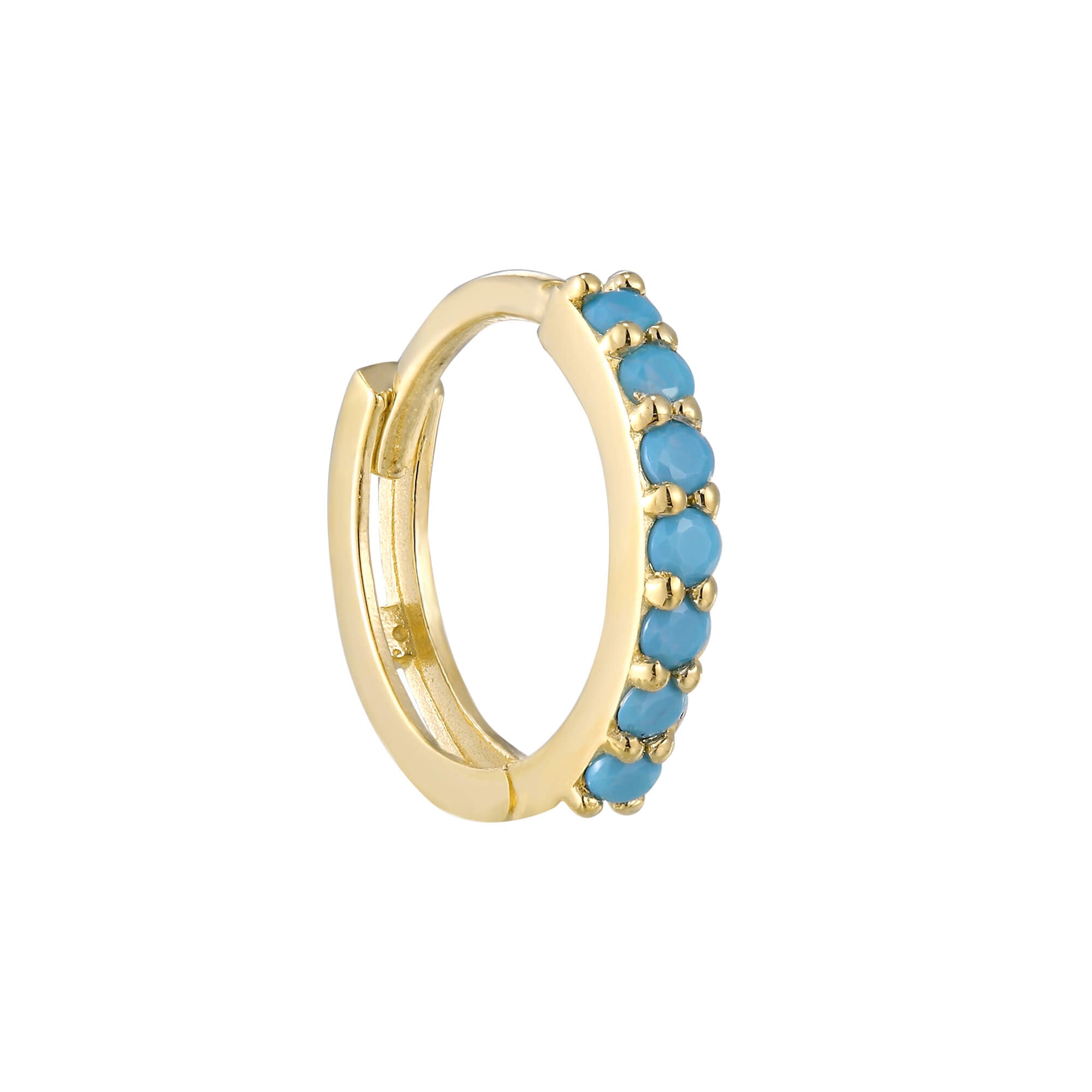9ct Solid Gold turquoise hoop - seolgold
