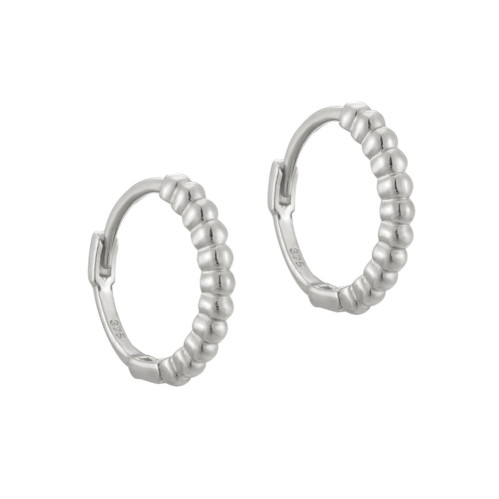 Sterling Silver Dotted Hoops