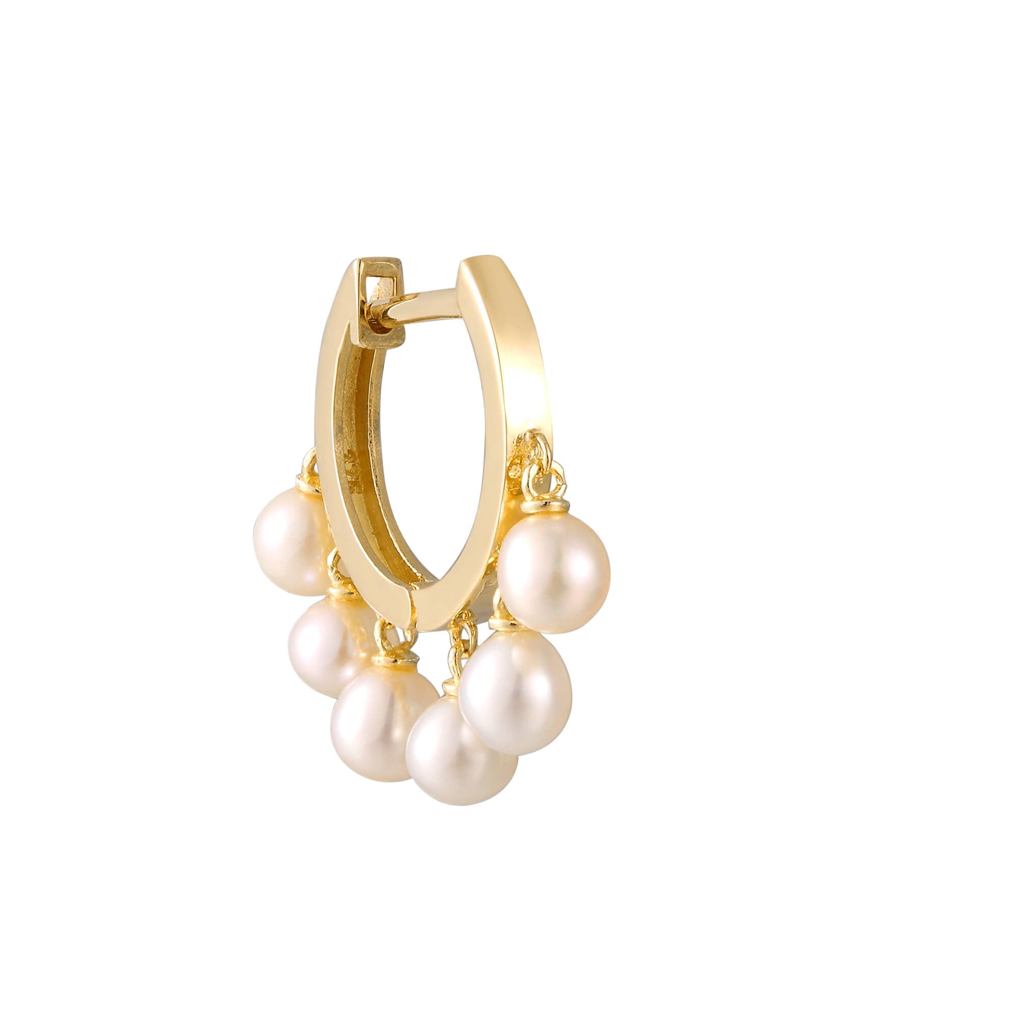 9ct Solid Gold Pearl Shaker Hoops - seol-gold