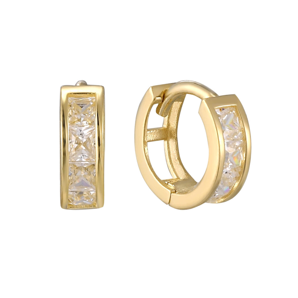 9ct Solid Gold Tiny CZ Cage Huggie Earrings