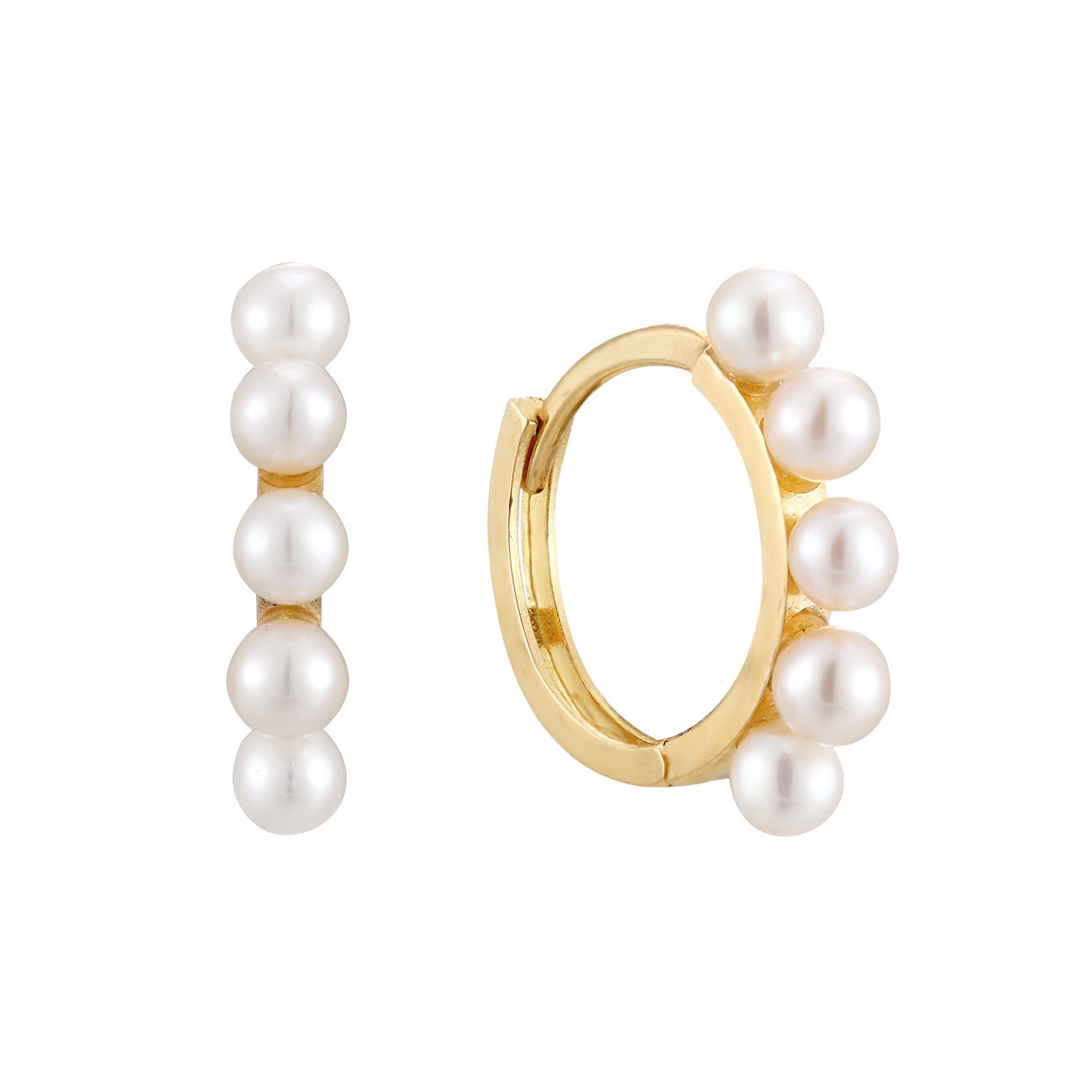  9ct Solid Gold - pearl huggie earring - seolgold