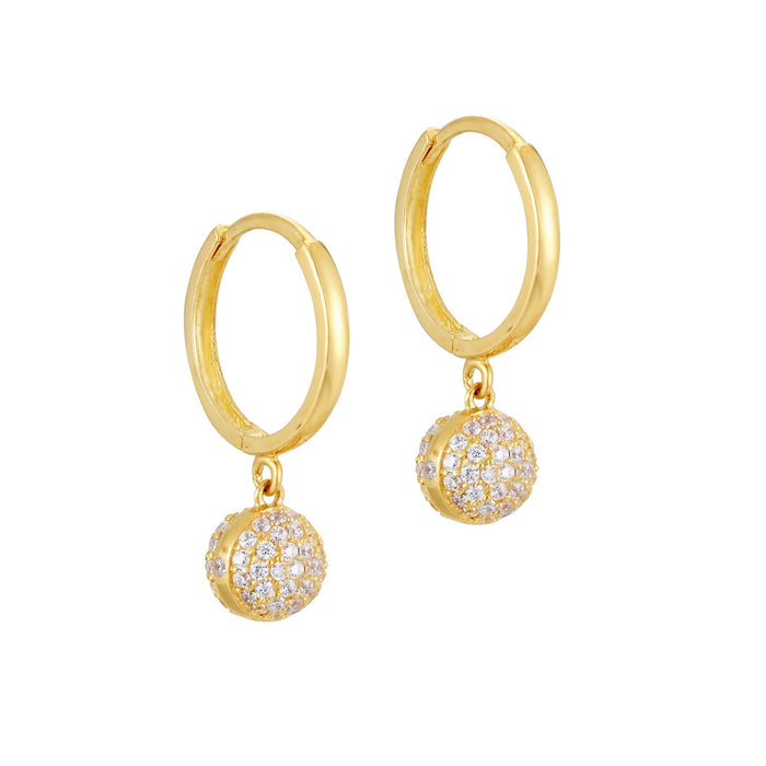 9ct Solid Gold- cz charm hoops - seolgold