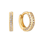 9ct gold tiny studded CZ cage hoops - seol-gold
