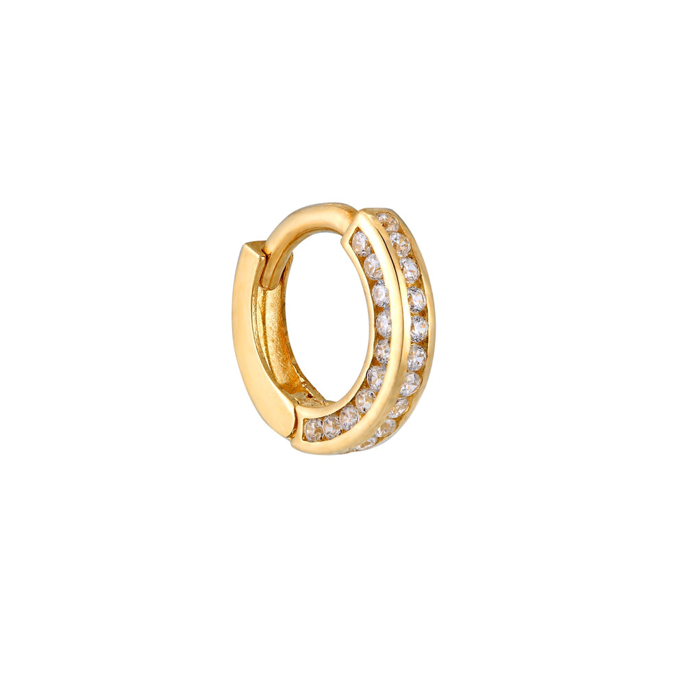9ct Solid Gold CZ Pave Cage Hoops
