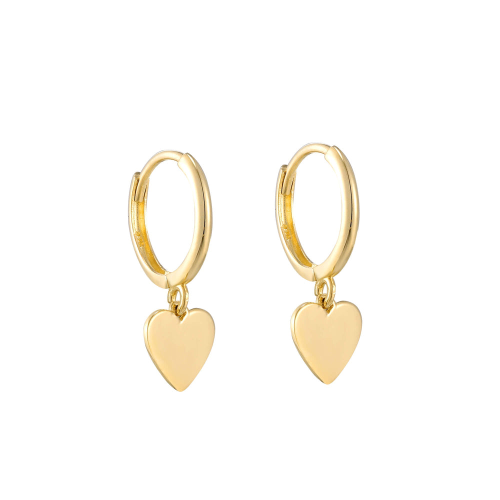 9ct Solid Gold Heart Charm Hoops