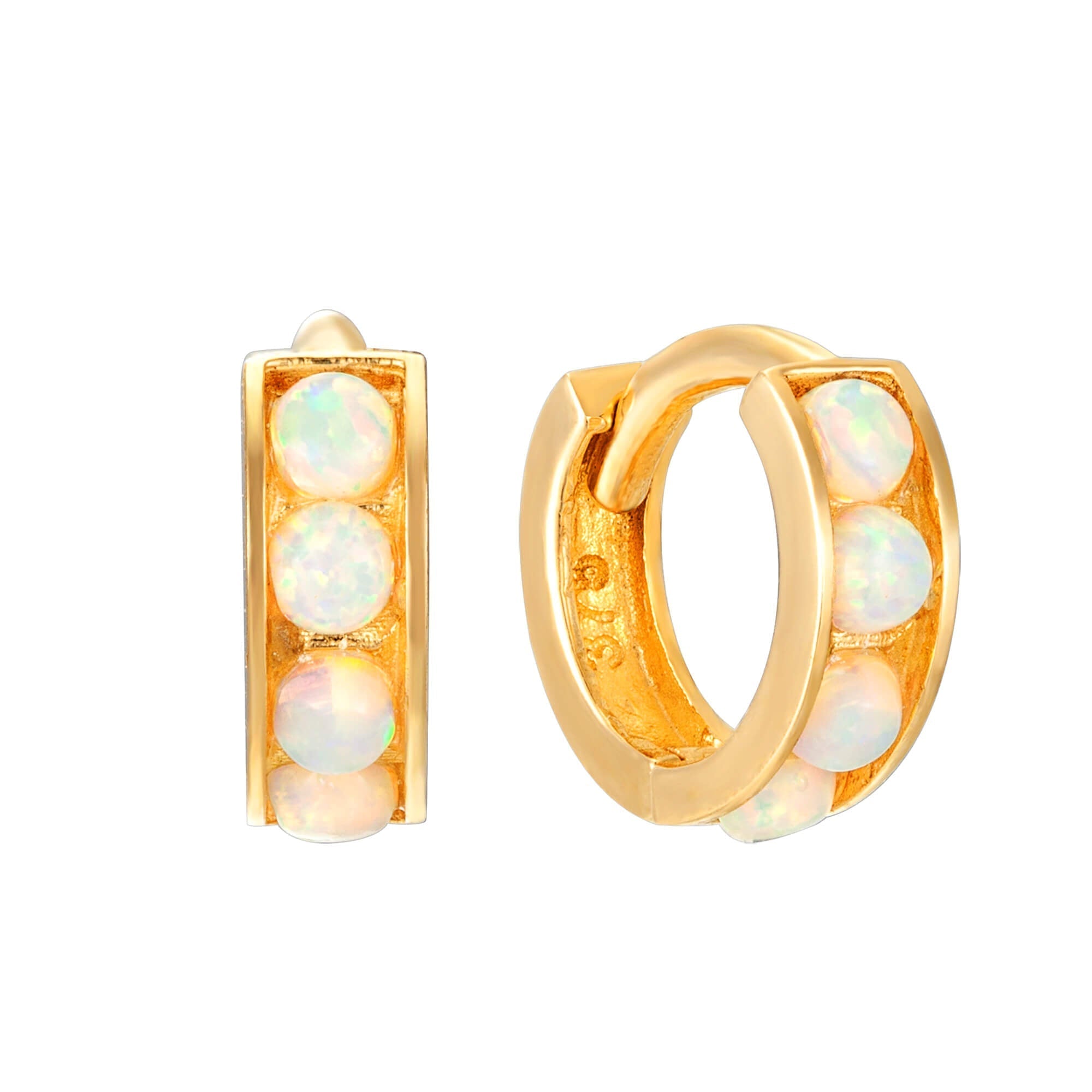  9ct Solid Gold opal hoop - seol gold