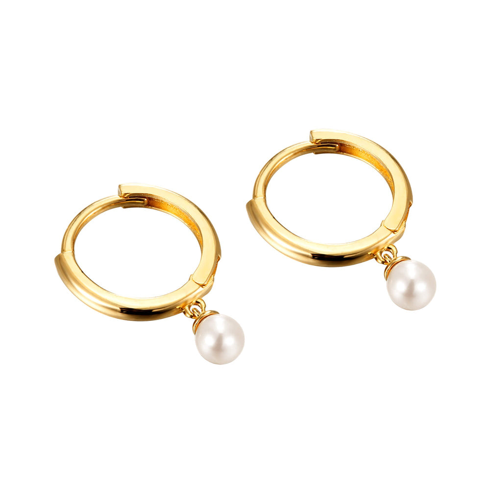 9ct pearl hoop -seol gold